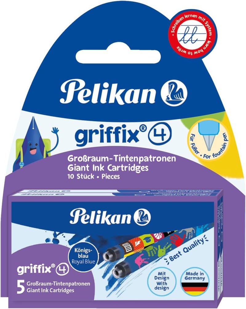 Pelikan خرطوشات حبر بيليكان 4001 جريفيكس بسعة كبيرة - أزرق ملكي، 10 عبوة - Image 1